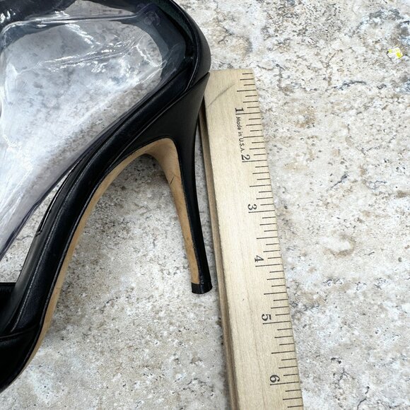 Manolo Blahnik Black Studded Leather Heels Sandals Womens Ankle Strap Size 39 - Picture 8 of 12